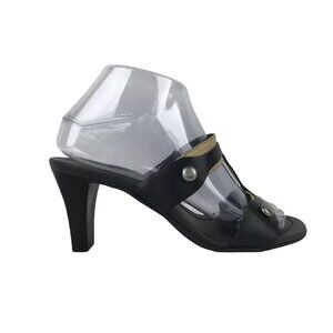 Etienne Aigner Womens Diablo Black Brown Leather Slip On Slide Sandals Size‎ 7 M